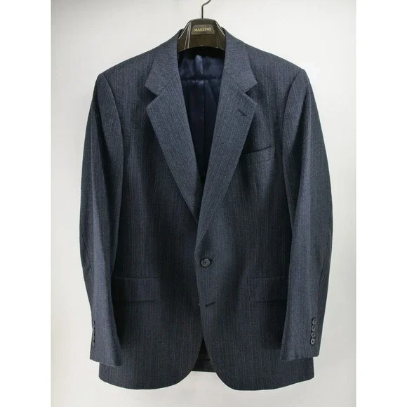 Hart Schaffner‎ Marx 2 Piece Suit 42L Gray Pinstripe Worsted Wool Pant Fit